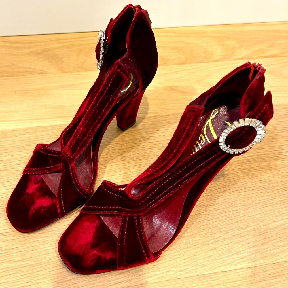 Anthropologie Delman Crystal Velvet Heels - Picture 2 of 3